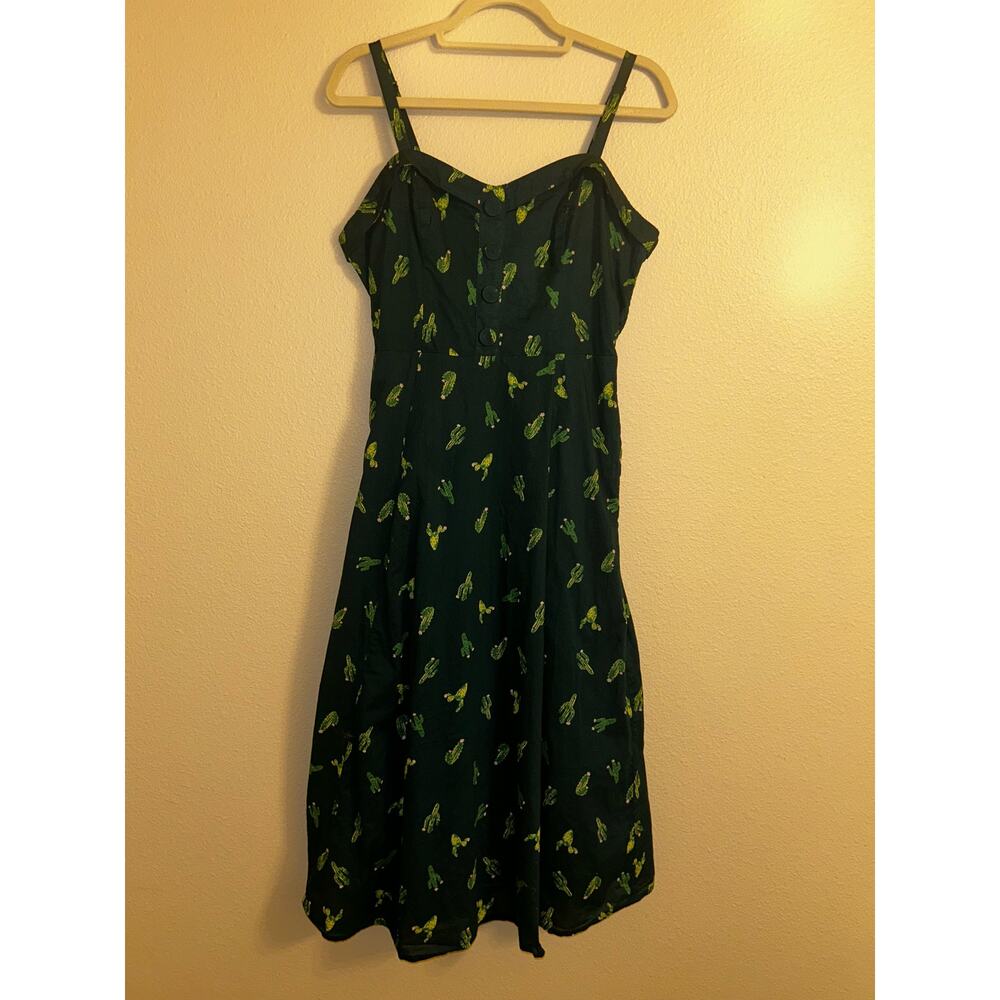 ModCloth Atomic Rockabilly Retro Whimsical Cactus Sundress Cotton Floral Dress